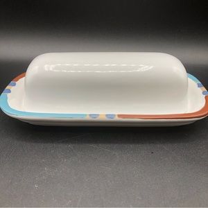 Dansk Mesa White Sand Covered Butter Dish Like New (vintage) FLAWLESS